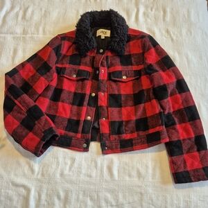 Jack by BB Dakota women's size Medium  Red and Black Buffalo Plaid Jacket VGUC